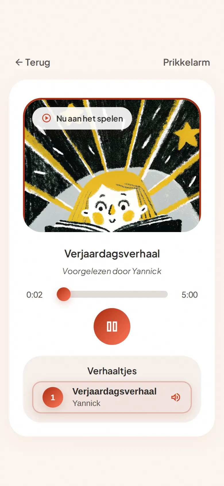 The Luisterlink player on a phone, showing a story being played